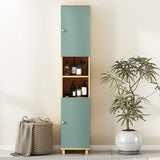 HOMCOM Bathroom Cabinet with Adjustable Shelves and Open Shelves - Green