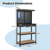 Tool Storage Workbench with Pegboard Shelves and Drawers-Blue