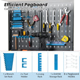 Tool Storage Workbench with Pegboard Shelves and Drawers-Blue