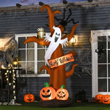 HOMCOM 2.7m Halloween Inflatable Dead Tree with Ghost, Pumpkin and Owl, Blow Up Decorations with Build-in LED Lights for Party Outdoor Garden Décor