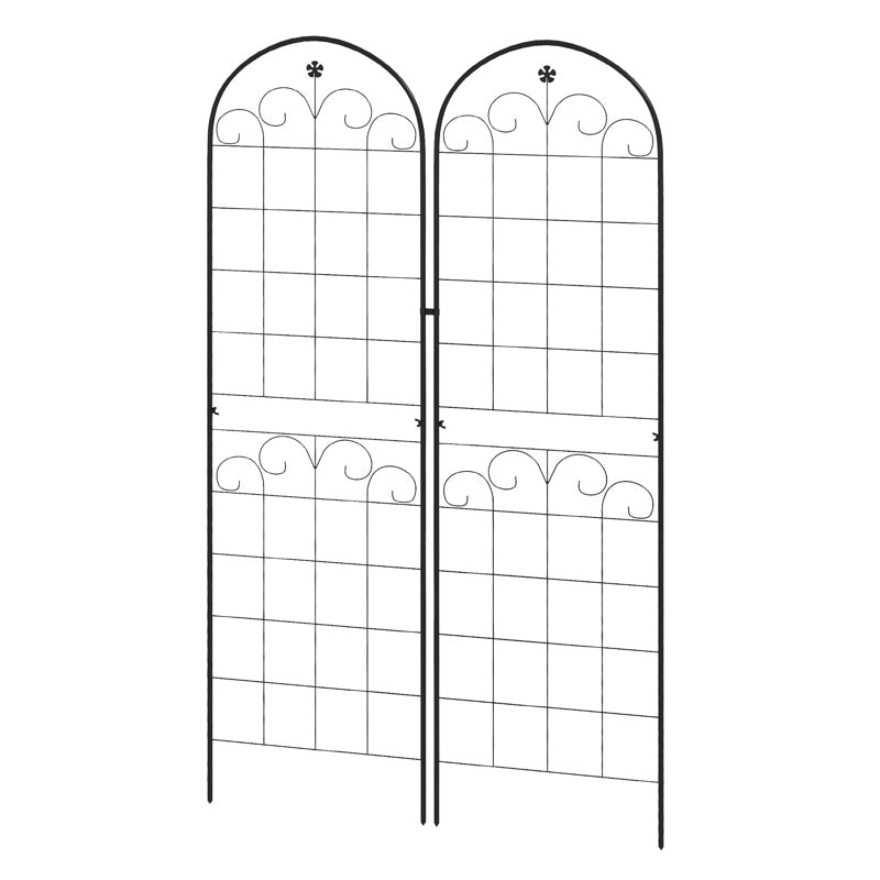 Outsunny Metal Trellis Set of 2, Garden Trellis for Climbing Plants Support Frames, Floral Design