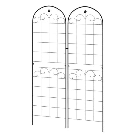 Outsunny Metal Trellis Set of 2, Garden Trellis for Climbing Plants Support Frames, Floral Design