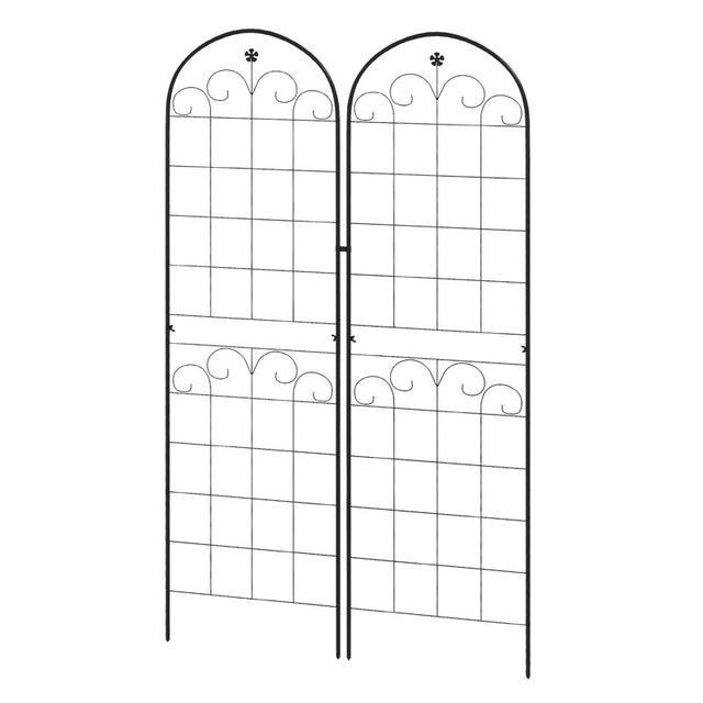 Outsunny Metal Trellis Set of 2, Garden Trellis for Climbing Plants Support Frames, Floral Design