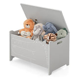 2-in-1 Kids Toy Box Storage Chest with Flip-up Lid and Safety Hinges-Grey