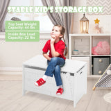 2-in-1 Kids Toy Box Storage Chest with Flip-up Lid and Safety Hinges-White