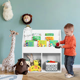 Children&#39;s wooden bookcase with 3 tiers &amp; 2 shelves toy shelf white
