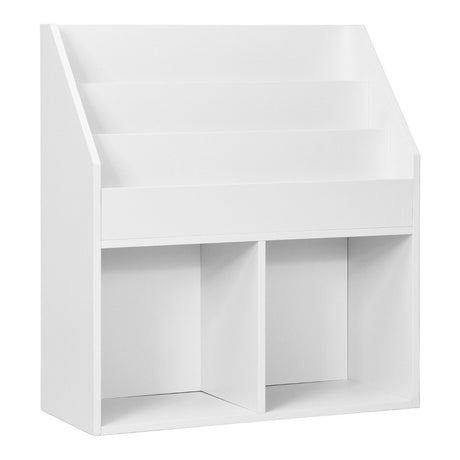 Children&#39;s wooden bookcase with 3 tiers &amp; 2 shelves toy shelf white