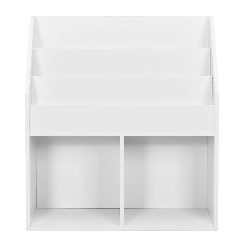 Children&#39;s wooden bookcase with 3 tiers &amp; 2 shelves toy shelf white
