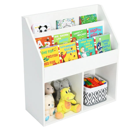 Children&#39;s wooden bookcase with 3 tiers &amp; 2 shelves toy shelf white