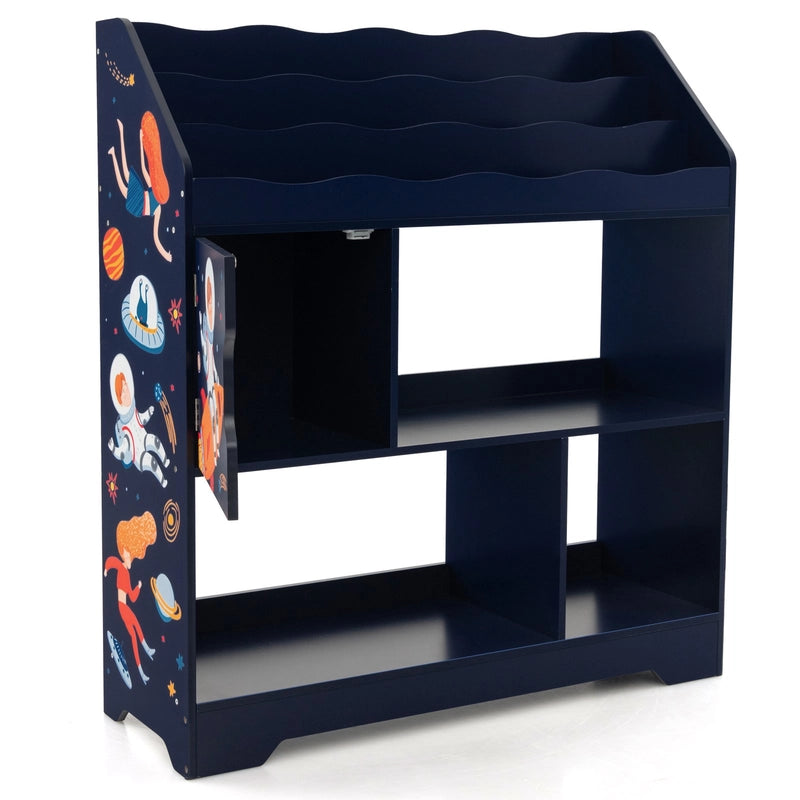 Kids Toy Storage Organizer with Book Shelf and Storage Cabinet-Navy