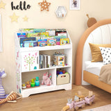 Kids Toy Storage Organizer with Book Shelf and Storage Cabinet-White
