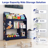 Kids Toy Storage Organizer with Book Shelf and Storage Cabinet-Navy
