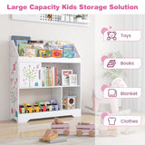Kids Toy Storage Organizer with Book Shelf and Storage Cabinet-White
