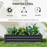 Outsunny Set of 2 Raised Beds for Garden, Galvanised Outdoor Planters for Herbs Vegetables, Use for Patio Balcony, Grey