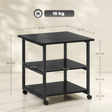 HOMCOM Three-Tier Steel Printer Stand, with Wheels - Black