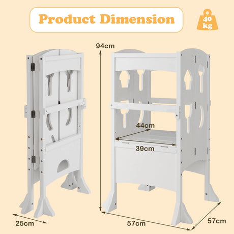 Adjustable Kid's Kitchen Step Stool with Protective Guardrails
