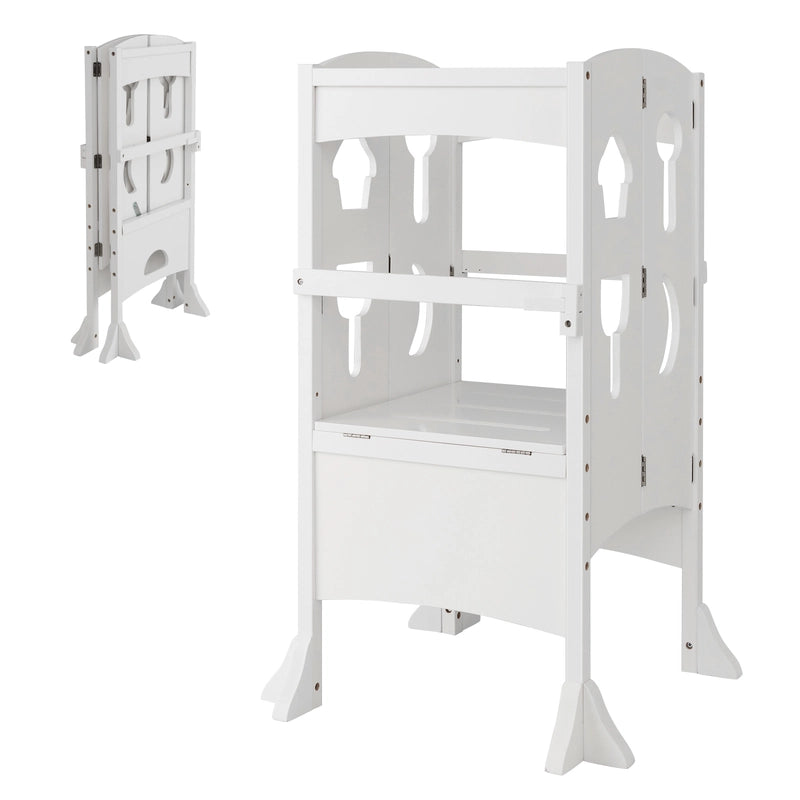 Adjustable Kid's Kitchen Step Stool with Protective Guardrails