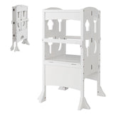 Adjustable Kid's Kitchen Step Stool with Protective Guardrails