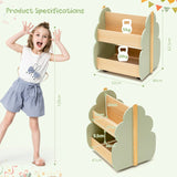 Kids Wooden Bookshelf with Universal Wheels
