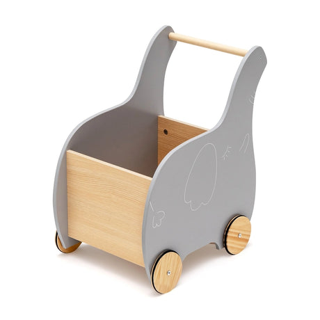 Kids Wooden Grocery Shopping Cart with Rubber Wheels for Over 3 Years Old