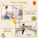 Kids Wooden Shopping Cart with Rubber Wheels