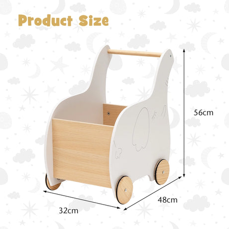 Kids Wooden Shopping Cart with Rubber Wheels