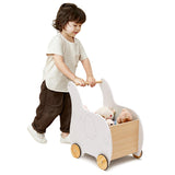 Kids Wooden Shopping Cart with Rubber Wheels
