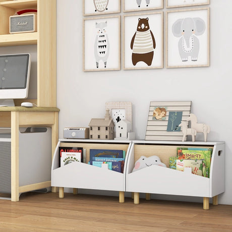 Kids Toy Box with Safety Hinge for Playroom-White