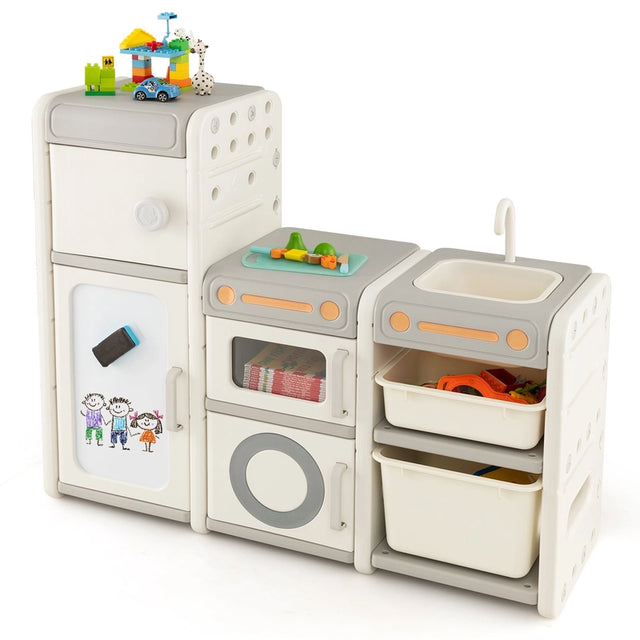 Multipurpose Toy Chest and Bookshelf with Magnetic Whiteboard-Gray