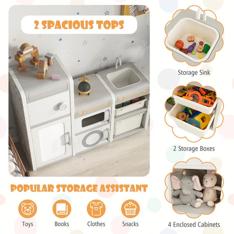 Multipurpose Toy Chest and Bookshelf with Magnetic Whiteboard-Gray