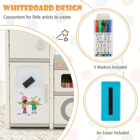 Multipurpose Toy Chest and Bookshelf with Magnetic Whiteboard-Gray