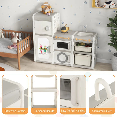 Multipurpose Toy Chest and Bookshelf with Magnetic Whiteboard-Gray