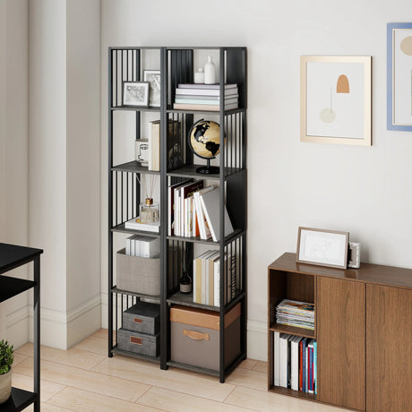 HOMCOM 5-Tier Bookshelf with Steel Frame - Grey