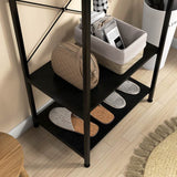 HOMCOM Hallway Coat Rack and Shoe Bench Tree - Black