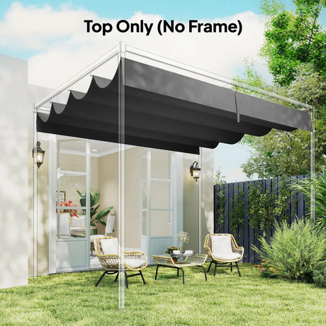 Outsunny Retractable Pergola Canopy Only, 3.92 x 3.5 m, UV30+ Replacement Canopy Cover for 4 x 3 m Pergola, Dark Grey