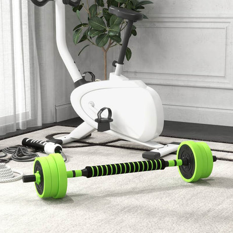 SPORTNOW 20kg Four-In-One Adjustable Weight Dumbbells Set, Barbell, Kettlebell, Push Up Stand - Green