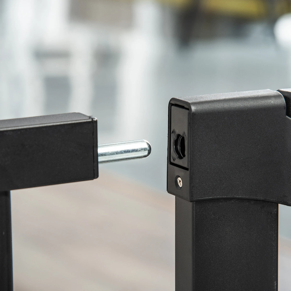 PawHut Dog Gate with Cat Flap Pet Safety Gate Barrier, Stair Pressure Fit, Auto Close, Double Locking, for Doorways, Hallways, 75-103 cm Black