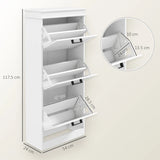 HOMCOM Three-Drawer Minimalistic Shoe Storage Cabinet, for 15 Shoes