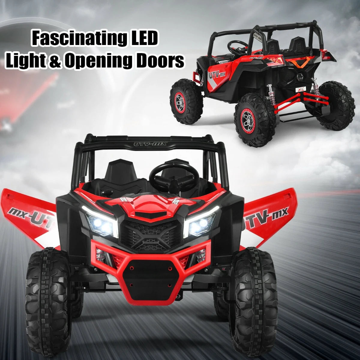 12V Electric Car With Music Remote Control and 2 Seats for Kids-Red
