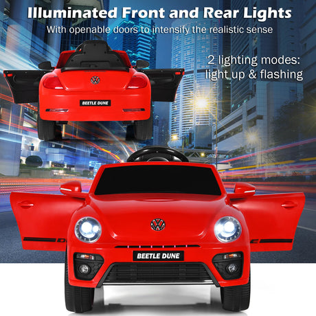 12V Volkswagen Beetle Electric Kids Ride On Car with Remote Control-Red