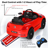 12V Volkswagen Beetle Electric Kids Ride On Car with Remote Control-Red