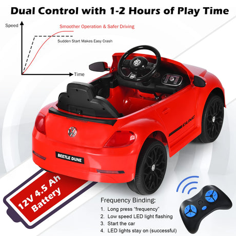 12V Volkswagen Beetle Electric Kids Ride On Car with Remote Control-Red