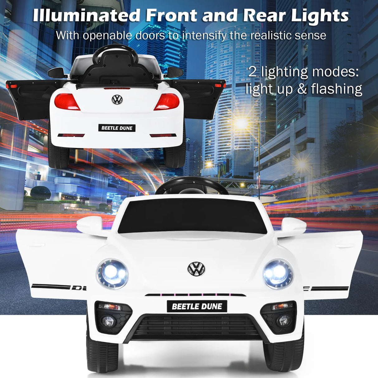 12V Volkswagen Beetle Electric Kids Ride On Car with Remote Control-White