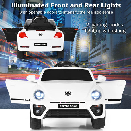 12V Volkswagen Beetle Electric Kids Ride On Car with Remote Control-White