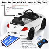 12V Volkswagen Beetle Electric Kids Ride On Car with Remote Control-White