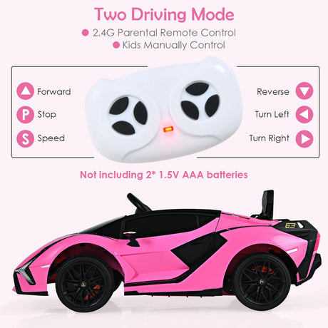 12V Kids Electric Ride on Car with Remote Control-Pink