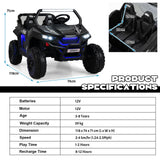 12V Electric Truck Car with Remote Controland Battery Powered UTV-Black