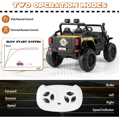 12V Battery Powered Electric Parent-Child Ride on Car-Black
