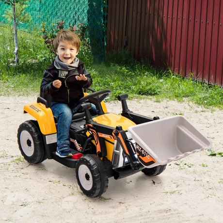 12V Battery Powered Loader Digger with Adjustable Arm and Bucket-Yellow