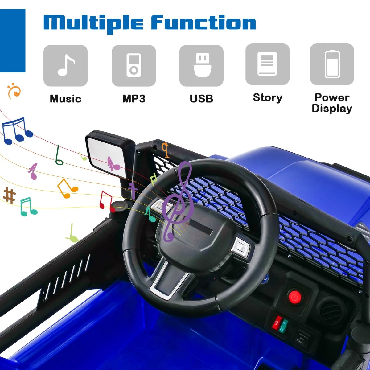 12V Kids Ride on Car with Remote Control and Music-Navy